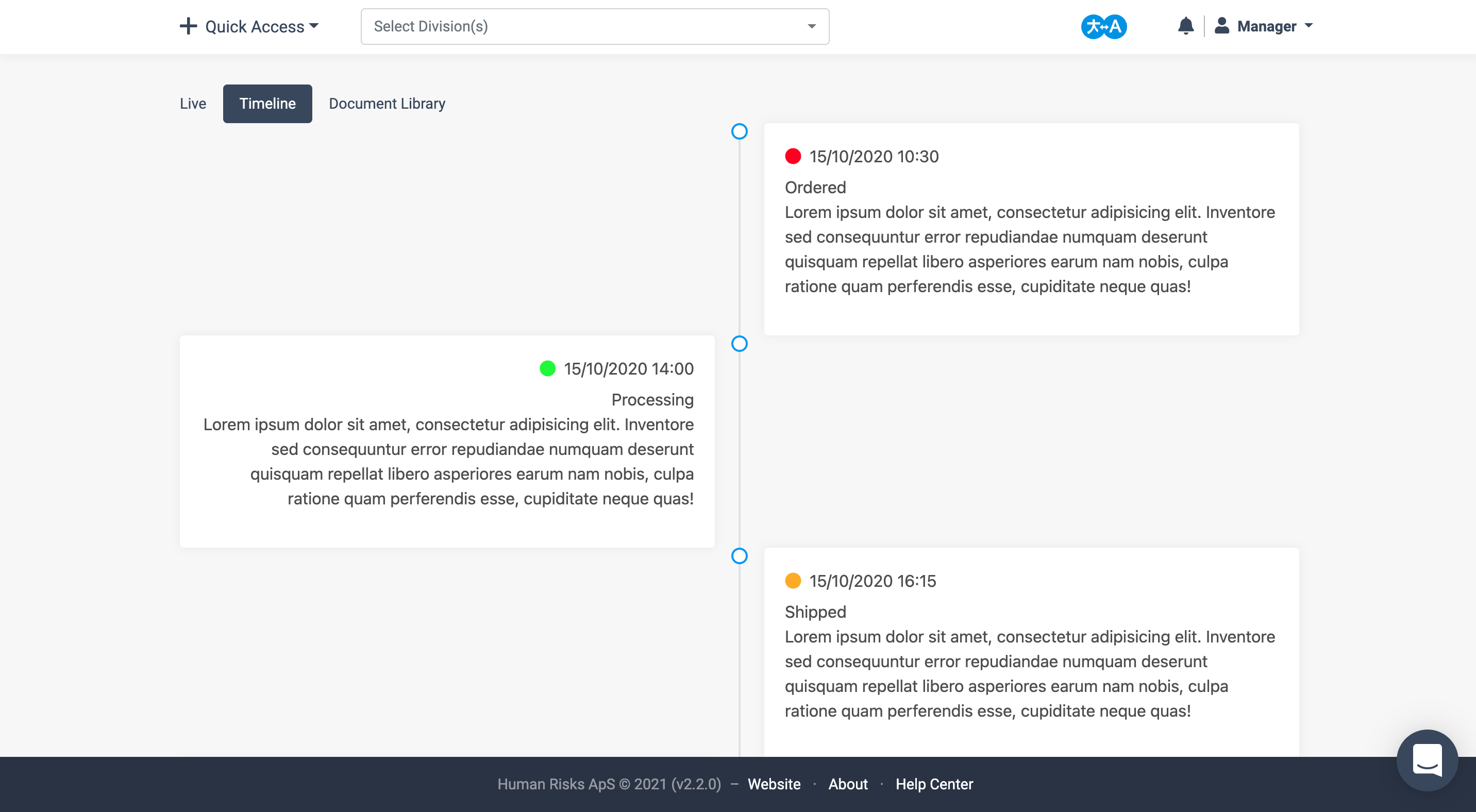 Crisis management - timeline