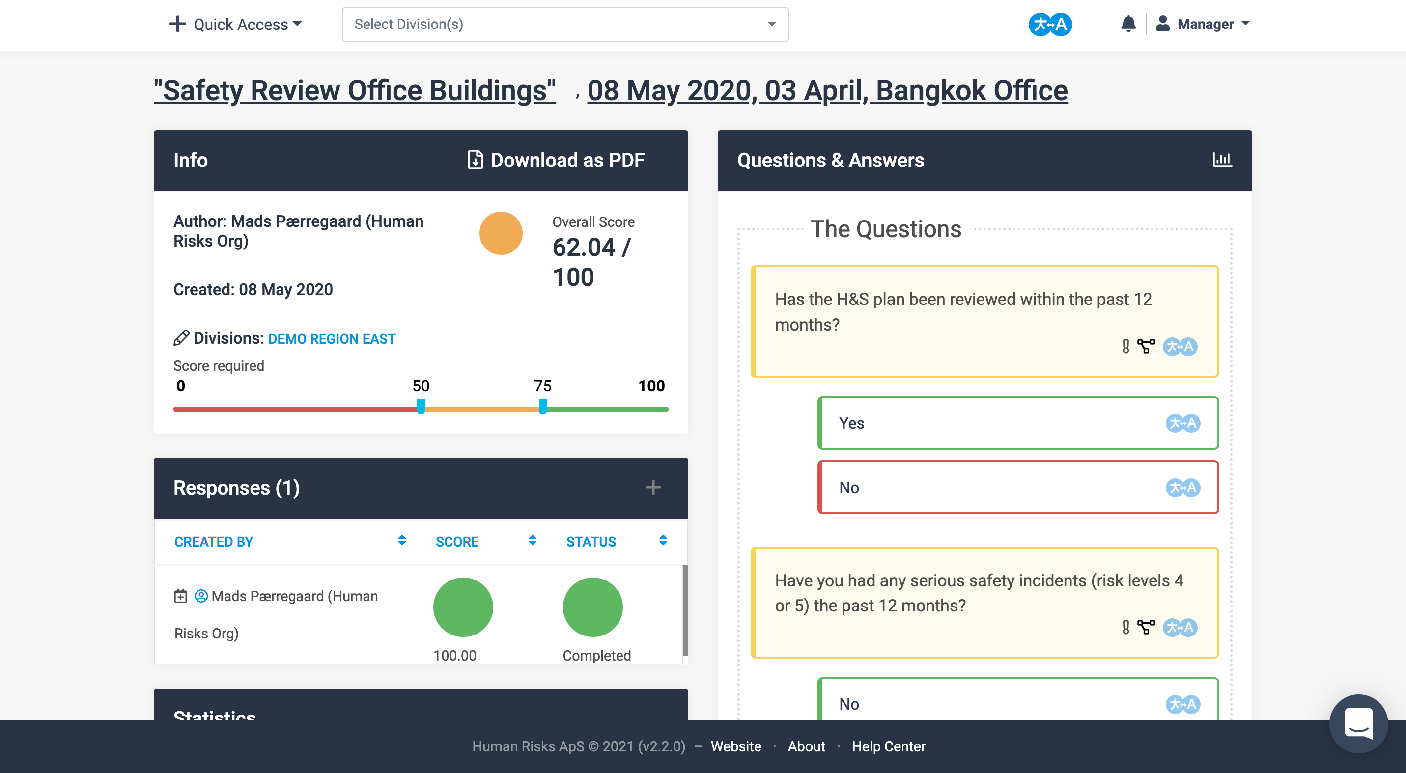 Questionnaire overview